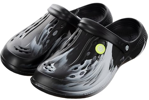 Brandsseller Zuecos para hombre, diseño de mármol, cómodos zuecos de jardín y zapatillas de baño con plantilla ergonómica, ventilación y correa para el talón, zapatos antideslizantes para el tiempo