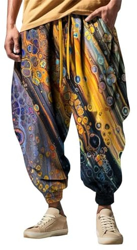 DENGJIAMY Hip Hop Streetwear Grafiska Slacks Baggy avsmalnande byxor nyhet tryck byxa sommar plus size vardaglig dragsko elastisk midja byxor