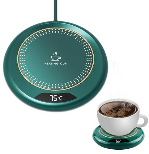 mizikuu Calentador Taza Cafe USB, Posavasos Eléctrico Inteligente con 3 Ajustes de Temperatura Almohadilla con Apagado Automático Oficina Casa Que Mantiene Calor para Café Té Leche Vela Bebidas Verde
