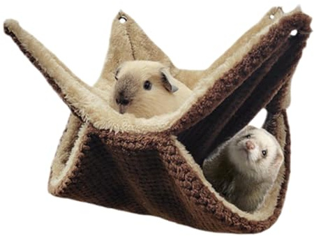 Tiny Pet Hängematte - 20x20cm Snug Versteck Tuch Baumwolle Warmnest Anreicherung Hub mit Klettermöglichkeit | Bequemer Hängeplatz für Zuckergleiter Frettchen geeignet Indoor Käfige und Spielbereiche