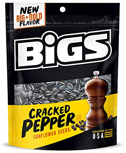 BIGS Sunflower Seeds, Cracked Pepper Flavor, Easter Basket Stuffer for Sports Fans, 5.35 oz. (Pack of 12)
