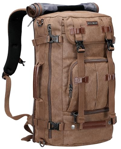 WITZMAN Reiserucksack Herren Canvas Vintage Rucksack Herren Damen Groß Laptop Rucksäcke Convertible Reisetasche 17 zoll Laptop (A519-1, Gross Braun)