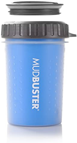 Dexas MudBuster Pfotenreiniger für Hunde, mit Deckel, tragbar, M, Dunkelblau (Pro Blue)