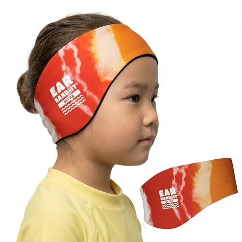 Ear Band-It Ultra Swimming Headband (Keep Water Out, Hold Earplugs in) Doctor Recommended Large (Ages 8-Adult) Tie Die Orange
