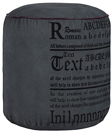 WOMO-DESIGN Sitzpouf St. Louis Ø 42x42 cm, Anthrazit, Unikat, handgefertigt aus Segeltuch, Baumwolle Füllung, Runder Sitzpuff Wohnzimmer Pouf Puff Sitzhocker Sitzkissen Fußhocker Hocker Ottoman