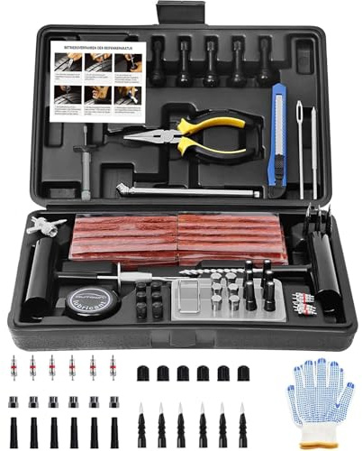 Kit de réparation de pneus, 102 pièces, kit de réparation de pneus pour Voiture, kit de réparation de pneus Universel pour réparer Les crevaisons et Boucher Les Trous, Bouchons de réparation de pneus