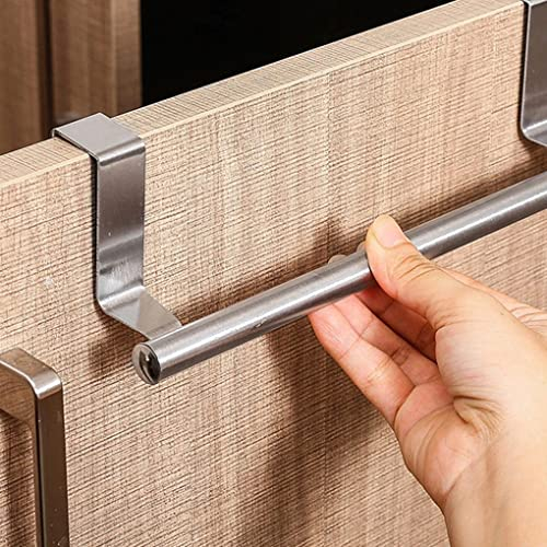 Hampine Stainless Steel Kitchen Towel Holder,Over The Door Tea Towel Holder,Towel Rail for for Cupboard Drawers Bathroom and Radiator Anti Slip Anti Scratch Stripe No Drilling