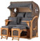 bene living Strandkorb Ammersee Teak Bullauge - PE grau - Modell 500 - Zweisitzer inkl. Liftersystem