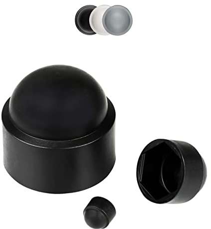 FUX 10 Stück Sechskant Schraubenabdeckung, Abdeckkappen für Schrauben, Kappe Mutter, Schutzkappe Schraube, Größenvielfalt Gewinde M4 bis M36, Schraubenabdeckung Weiss Schwarz Grau (M10, SW17, Schwarz)