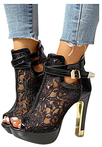 Sandalias Mujer Tacon Alto Sexy Sandaliastacón Fiesta Clásica Elegantes Primavera Al Aire Libre Zapatos Para Caminar Punta Abierta Moda Sexy De Tacón Alto Con Cierre De Hebilla Stilettos Damas Comoda