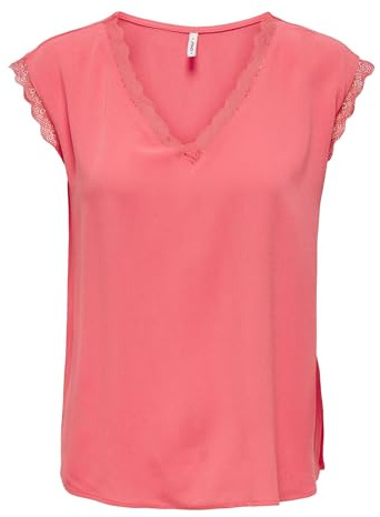 ONLY Damen Onljasmina S/S V-Neck Lace Top Noos Ptm, Rose of Sharon, XL
