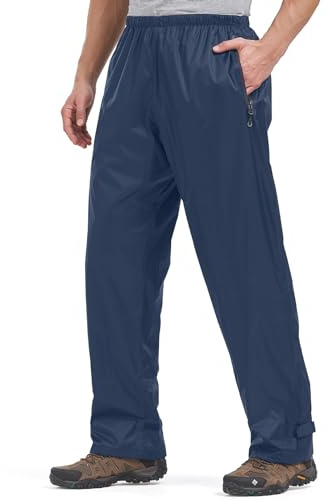 mosingle Men's Waterproof Trousers Lightweight Breathable Rain Overtrousers Windproof with Zip Pockets, Rain Over Pants for Golf Hiking Outdoor Fishing Cycling