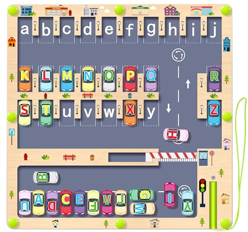 Tenuiskft Magnetiskt spel Montessori leksak, trä labyrintspel barnleksaker från 3 4 år, alfabet, pedagogisk leksak, motorikleksaker, sensoriska leksaker för barn 5–7