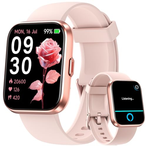 Fitpolo Smart Watches for Women Android iPhone, 1.8'' Women Smartwatch with Alexa Built-in, Bluetooth Calls, IP68 Waterproof, 7 Days Battery, Heart Rate/Sleep/SpO2 Monitor, 110 Sports Mode