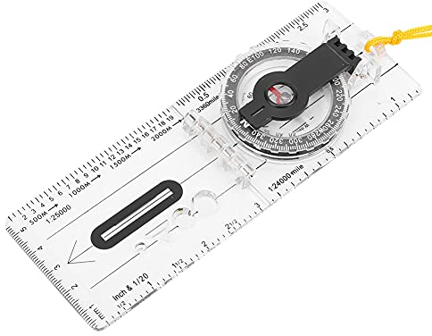 ANKROYU Brújula de Mapa Plegable, brújula de orientación portátil, brújula de Senderismo, Herramienta Multifuncional de acrílico Transparente para Exteriores para Acampar y