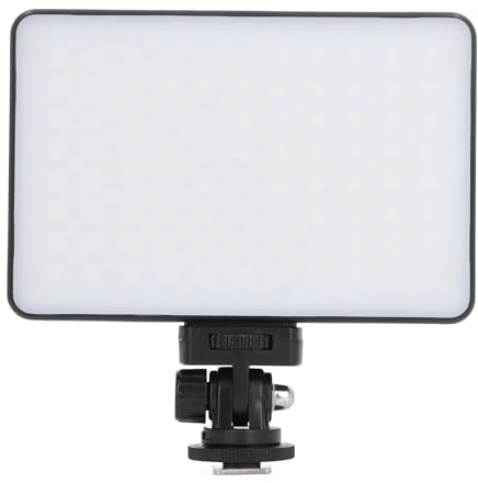 LED Videoleuchte, Professionelle Tragbare Fotobeleuchtung mit 192 LED Perlen, Stufenlos Verstellbar 2500–9000 K, 180° Drehung, für DSLR, Camcorder, Stativ