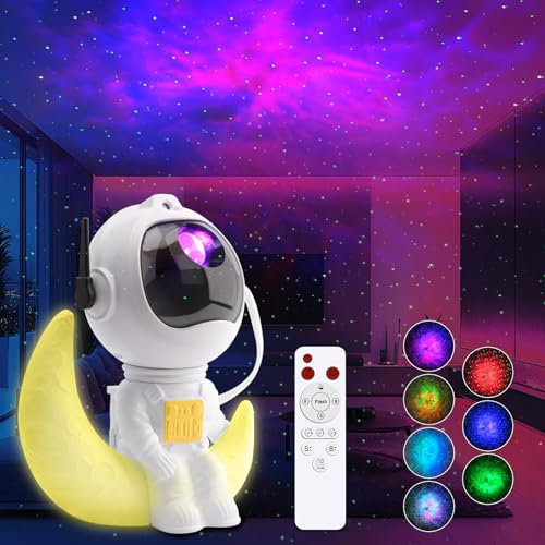Astronauta Proiettore Stelle Soffitto - 8 Modalità Nebula 360° Galassia Proiettore con Lunare Notturna, Timer e Telecomando Luminosità, Cielo Stellato Soffitto Regalo per Bambini e Adulti (K960)