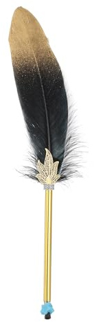 PATIKIL Fjäder kulspetspenna, 0,5 mm fluffig vintage bläckpenna raffinerad pläterad stav fjäderpenna för kontorsmaterial kalligrafi skrift signatur gäst bröllopspresent, svart