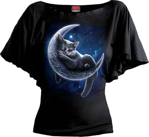 Spiral Velvet Moon Frauen T-Shirt schwarz S 95% Viskose, 5% Elasthan Gothic, Katzen, Rockwear