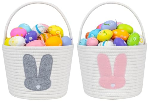 CubesLand Cestino pasquale, cestino pasquale per bambini, ragazze, ragazzi, bambini, cestino per la prima Pasqua del bambino, graziosi cesti di Pasqua per regali vuoti, cestini per caccia alle uova di