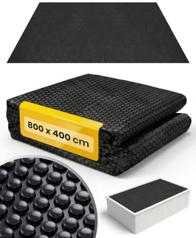Miganeo Deluxe Bâche à Bulles 800 x 400 cm Rectangulaire | Noir | découpable | Couverture de Piscine Solaire | Chauffage de Piscine