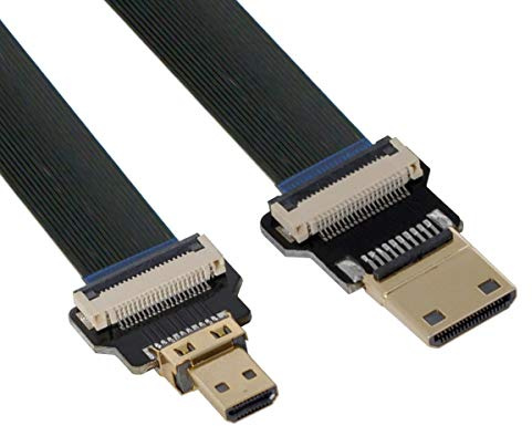 CY Cord Ultratunnt, rak Mini-HDMI-kontakt till rak Micro-HDMI-kontakt, förlängningskabel, FPC-plattkabel, 1080P, för FPV HDTV, luftbilder med multikopter, C1-D1 (10 cm)