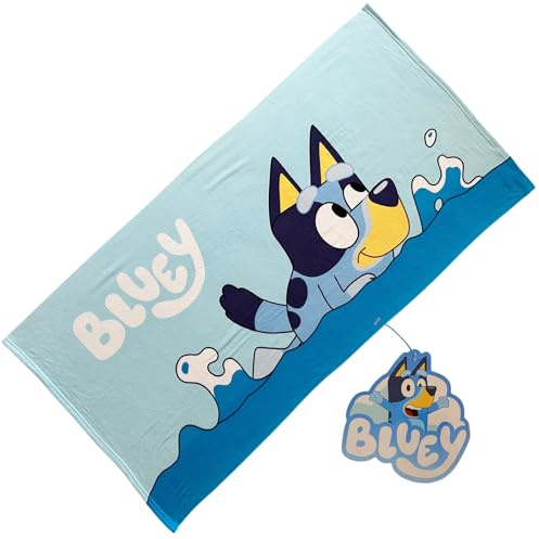 Bluey Toalla Infantil 70x140 cm | 100% Poliéster Suave y Ligera | Secado Rápido | Diseño Oficial | Ideal para Playa, Piscina y Baño Niños y Fans