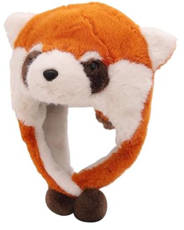 Cappelli a forma di animale per bambini, a forma di procione, divertenti e caldi, cappelli di peluche, per donne e adolescenti, cosplay, per attività all'aperto, freddo, vacanze, uso quotidiano