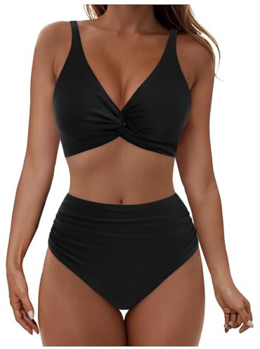 Generico Costume Donna Due Pezzi Curvy Costume Due Pezzi A Fascia con Volant Bikini Perizoma 2 Completi Mare Ferretto 3XL Set Costumino Sportivo Culotte Bralette da Bagno Pantaloncino Pezzo di sopra