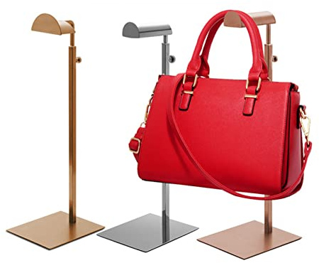 Riuulity Soporte de Exhibición de Bolso con un Gancho de Acero Inoxidable, Estante Ajustable de Metal para Venta Al por Menor y el Hogar (Tipo 1)