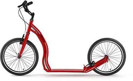 YEDOO Dragstr Tretroller - bis 150 kg, Kickscooter mit Luftreifen 20/20 - Roller Scooter für Erwachsene aus Aluminiumlegierung mit verstellbaren Lenker, Dogscooter, Gewicht 7,4 kg, rot