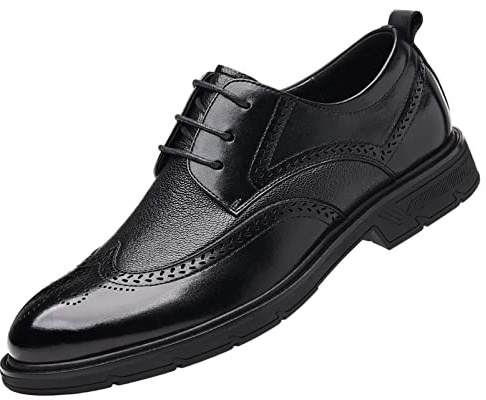 ANUFER Uomini Vera Pelle Derby Brogue Formali Allacciare Scarpe da Sposa d'Affari Nero SN01612 EU41