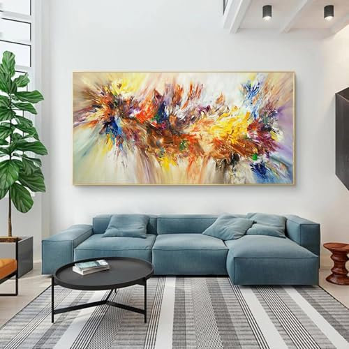 Neckip Large Abstract Painting Art Colorful Bloom Flower Poster Canvas Painting For Living Room Wall Art Pictures Home Decorative Frameless (80x160cm(31x63in))