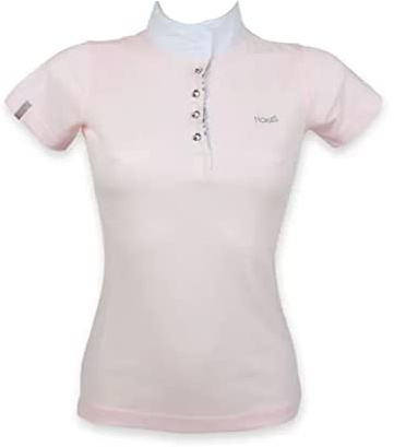 Horses Camiseta de equitación, tejido elástico, ajuste ajustado, ligera y cómoda, ideal para montar a caballo, Rosa, S