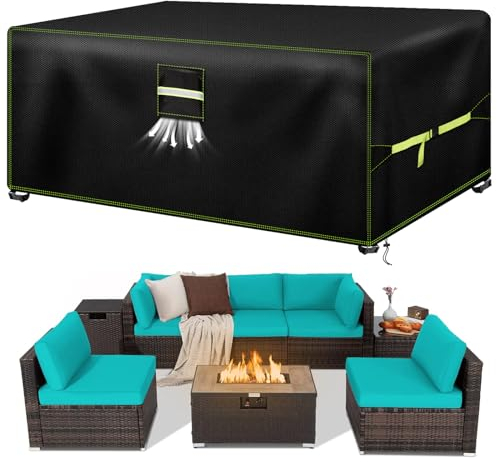 VDISRR Funda Mesa Exterior Impermeable, 600D Oxford Funda para Muebles de Jardín 242x162x100cm, Funda Protectora para Sofa con Salidas de Aire Cubierta de Muebles de Patio Anti Viento, Anti UV