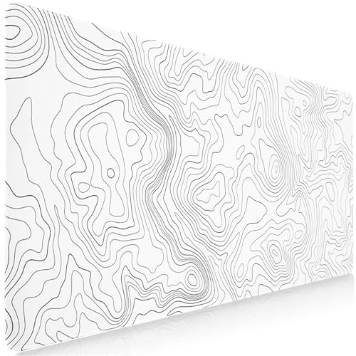 Sevenpers Alfombrilla Ratón XXL Topográfica Grande Gaming 900x400 mm, Alfombrilla Escritorio Antideslizante con Base de Goma, Mousepad Bordes Cosidos Impermeable para Oficina Ordenador Juegos&Tapete