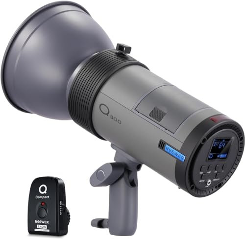 NEEWER Q300 300Ws 2.4G Outdoor Studio Flash with Q Compact Wireless Trigger, 7800mAh Li ion Battery Powered Strobe Light Photography Cordless Monolight with 1000 Full Power Flash 0.4~2.5s Recycle