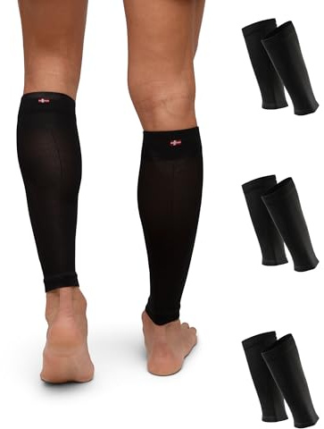DANISH ENDURANCE Fasce a Compressione Graduata Uomo Donna, 21-26mmhg, Gambaletti Compressione, 1 o 3 Paia, Nero, L