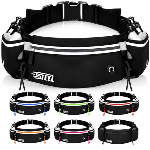 Ceinture Running Hydratation Course a Pied, Sac Banane Porte Gourde, Bouteille Accessoires Etanche Réfléchissant pour Trail Jogging Footing Randonnée Vélo