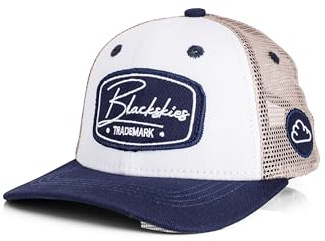 Blackskies® Race baseballkeps för barn | Justerbar barnkeps för pojkar och flickor, snygg mössa, cool mössa, födelse, dop, toppmössa, Vit-mörkblå-sand, M