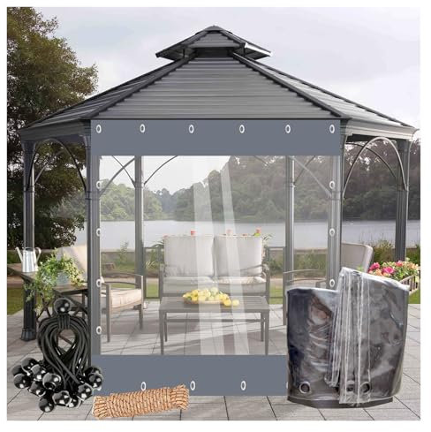 VXHCS Plastic Waterproof Tarpaulin Vinyl Clear Tarpaulin Curtains 450g/㎡ Plastic Tarpaulin Side Panels Insulated Door Curtain Garage Door Curtain(1.9x2.5m)