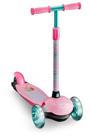 Deqube 914D00187 Trottinette pour Enfant Barbie 3 Roues réglables avec Frein arrière Pliable et Facile à Transporter Ultraléger et sûr