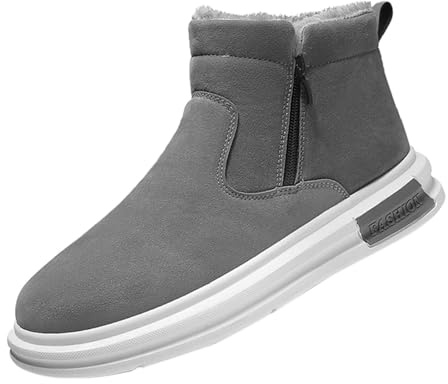 Chaussures d'hiver pour homme avec fermeture éclair - Doublées - Chaussures d'extérieur hautes - Chaussures de randonnée en polaire - Chaussures de sport d'hiver - Chaussures de loisirs