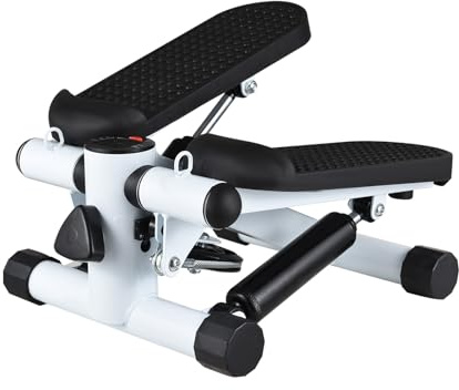 Drfeify Mini Stepper, Stepper per Scale per Esercizi a Casa, Pedale Antiscivolo con Display LCD, Capacità 100 Kg, Fitness per Tutto il Corpo (Nero bianco)