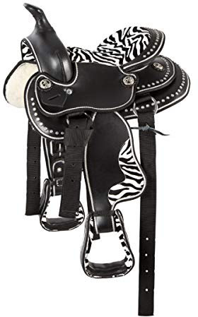 PFIFF Westernsattel, schwarz-weiß Pony