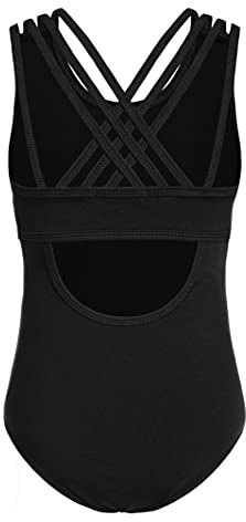 Arshiner Girls Ballet Leotards Dance Gymnastic Outfits Crisscross Straps Sleeveless Tank Bodysuit,Black,11-12 Years