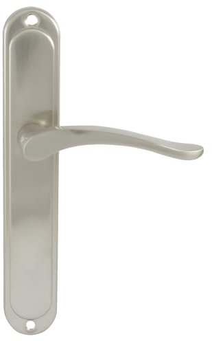 domino Türgriff Blind Drückergarnitur Langschildgarnitur Türklinke für Zimmertür, Bürotür, Kellertür & Innentür L-Form Türbeschläge aus Aluminium Nickel Türdrückergarnitur BALLEN M9