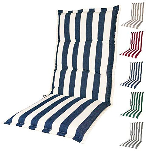KOPU® Auflage für Hochlehner Mila Blue | Polster für Gartenstühle | blau Garten Kissen 125 x 50 cm | Robuster Schaumstoff für zusätzlichen Komfort