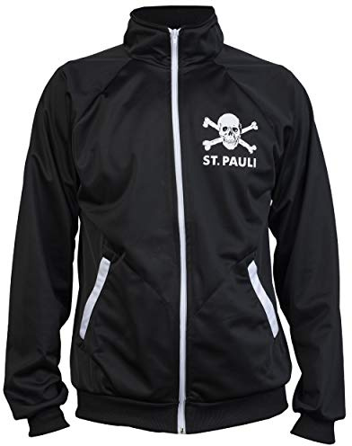 St Pauli svart ultras skalle kult ben punk aktivist jacka fotboll träningstopp, svart, M