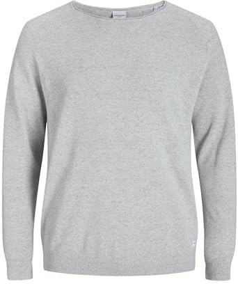JACK & JONES JJEHILL Knit Crew Neck Noos Pull, Gris (Light Grey Melange Light Grey Melange), L Homme